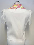 BRAND NEW MOSCHINO WHITE WITH LEMON & PINK EDGE TRIM SHORT SLEEVE JACKET SIZE UK 10