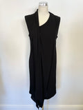 JOSEPH BLACK DRAPED FRONT WITH SCARF SLEEVELESS SHIFT DRESS SIZE 42 UK 12