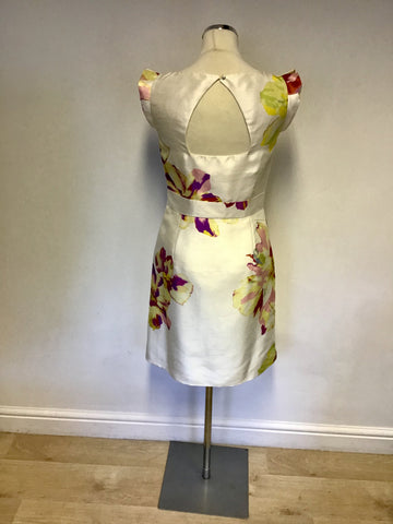 MONSOON IVORY FLORAL PRINT SPECIAL OCCASION DRESS SIZE 10