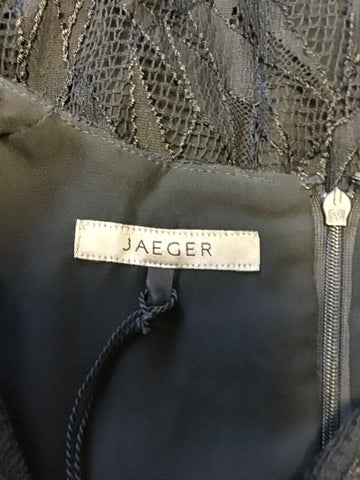 JAEGER BLACK LACE SLEEVELESS PENCIL DRESS SIZE 8