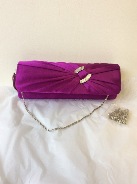BRAND NEW FASHION ONLY FUSCHIA PINK DIAMANTÉ TRIM SATIN CLUTCH BAG