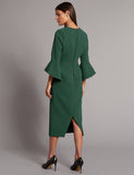 BRAND NEW MARKS & SPENCER GREEN FLARE SLEEVE PENCIL DRESS SIZE 12