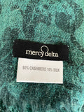 MERCY DELTA GREEN & BLACK FLORAL PRINT CASHMERE & SILK SCARF/WRAP