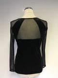 BRAND NEW COAST BLACK VELVET & SEMI SHEER NET LONG SLEEVE TOP SIZE 14