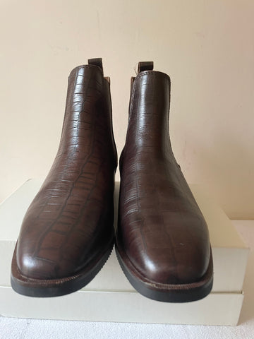 BRAND NEW UNBRANDED DARK BROWN CROC DESIGN LEATHER CHELSEA BOOTS SIZE 7/40