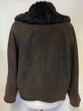 NICOLE FARHI DARK BROWN & BLACK SHORT SHEEPSKIN JACKET SIZE 14