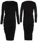 ALL SAINTS PATRIZ BLACK DRAPED LONG SLEEVE DRESS SIZE 10