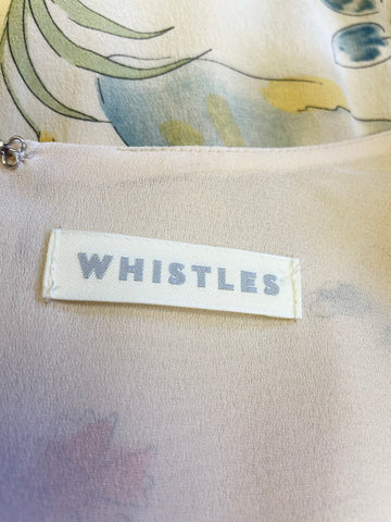 WHISTLES CREAM FLORAL PRINT SILK SHORT SLEEVE OCCASION DRESS SIZE 10