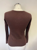 CXD LONDON BROWN SILK & CASHMERE LONG SLEEVE JUMPER SIZE S