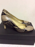 BRAND NEW HOBBS NEUTRAL & BLACK SNAKE PRINT ELIZABETH COURT SHOES SIZE 5/38