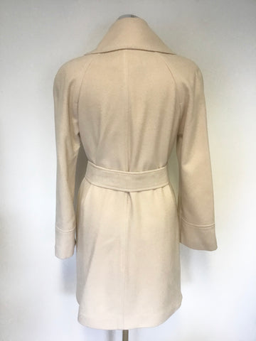 MICHEL AMBERS BLUSH PINK WOOL & CASHMERE TIE BELT COAT SIZE 8