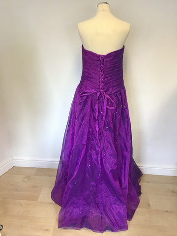 BRAND NEW UNBRANDED PURPLE SEQUINNED STRAPLESS BALLGOWN SIZE 14