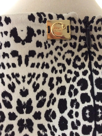 CAVALLI CLASS BLACK & WHITE PRINT BODYCON DRESS SIZE 10