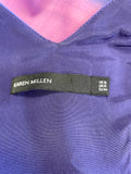 KAREN MILLEN PURPLE,PINK & GREEN PRINT CUT AWAY BACK  SLEEVELESS PENCIL DRESS SIZE 16