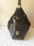 LK BENNETT DARK BROWN SUEDE & LEATHER LARGE SHOULDER BAG