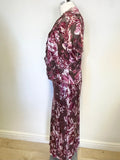 COUNTRY CASUALS MULBERRY & PINK FLORAL PRINT SPECIAL OCCASION DRESS & MATCHING JACKET SIZE 14