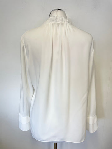HOBBS WHITE 3/4 SLEEVE FRILL TRIM BLOUSE/ TOP SIZE 12