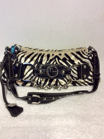 GUESS BLACK & SILVER PRINT SHOULDER BAG