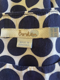 BODEN NAVY & WHITE SPOT LONG SLEEVE TOP SIZE 12