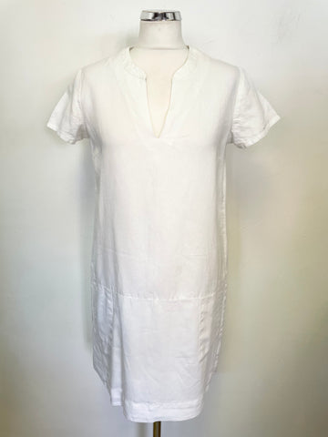 THE WHITE COMPANY WHITE SHORT SLEEVE LINEN DRESS SIZE 10