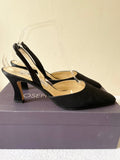 JOSEPH AZAGURY LONDON BLACK SATIN SLINGBACK HEELS SIZE 7/40