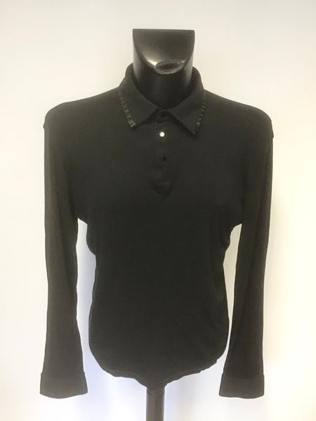 ARMANI EXCHANGE BLACK COLLARED LONG SLEEVE POLO SHIRT SIZE L
