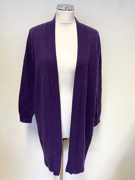 WOOLOVERS PURPLE EXTRA FINE MERINO WOOL & CASHMERE CARDIGAN SIZE L