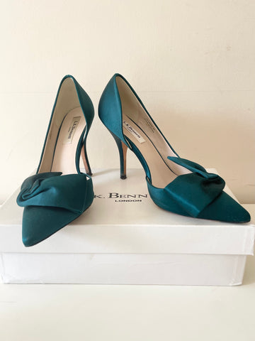 LK BENNETT EMERALD GREEN SATIN CUT OUT SIDE SPECIAL OCCASION HEELS SIZE 6/39