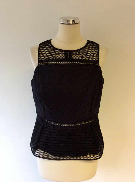 COAST BLACK MESH OVERLAY PEPLUM DETAIL TOP SIZE 14