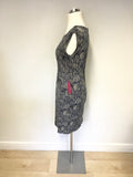 WHITE STUFF BLUE & GREY PRINT STRETCH JERSEY DRESS SIZE 12