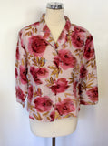 PATSY SEDDON FOR PHASE EIGHT PINK & RED FLORAL SILK SKIRT SUIT SIZE 16