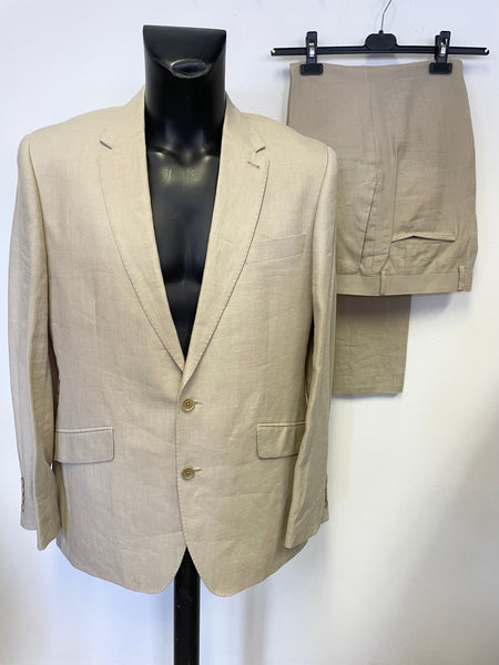 BLAZER TAILORING CREAM LINEN SINGLE BREASTED SUIT SIZE 42R/ 36W