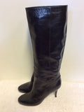 SERGIO ROSSI BLACK ALL LEATHER KNEE LENGTH BOOTS SIZE 6/39