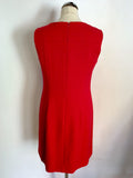 HOBBS RED SLEEVELESS PLEATED FRONT SHIFT DRESS SIZE 12