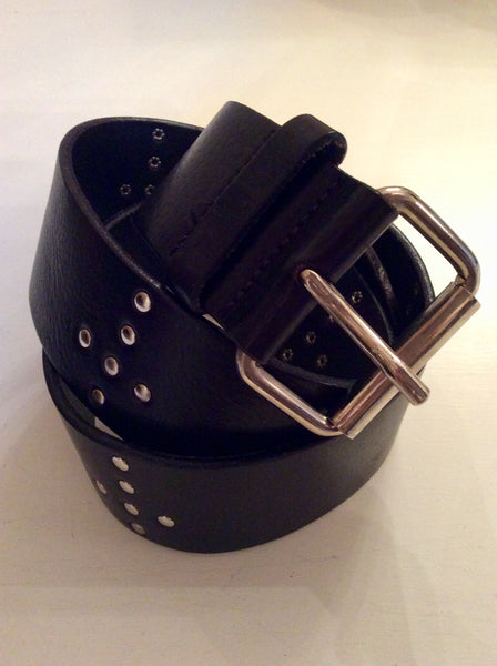 ALL SAINTS BLACK LEATHER & SILVER STUDDED BELT SIZE M