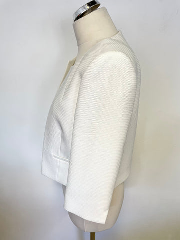 BRAND NEW PHASE EIGHT WHITE 3/4 SLEEVE CROPPED JACKET SIZE 12