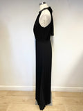 BIBA BLACK JEWEL TRIM KNIFE PLEATED LONG MAXI / EVENING DRESS SIZE 8