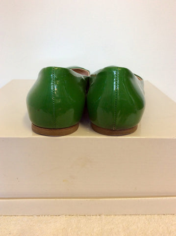 HOBBS GREEN LEATHER FLATS SIZE 5.5/38.5