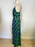 BRAND NEW WHISTLES BLUE & GREEN NOA GRAPHIC CLOVER MAXI DRESS SIZE 14