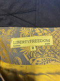 LIBERTY FREEDOM NAVY BLUE 100% WOOL SEAM DETAILING MINI SKIRT SIZE 8