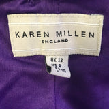 KAREN MILLEN PURPLE HALTER NECK DRAPED PLEAT FRONT OCCASION DRESS SIZE 12