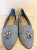 BRAND NEW MARKS & SPENCER CORNFLOWER SUEDE LOAFERS SIZE 6/39