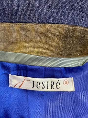 BRAND NEW JESIRE BLUE WOOL BLEND DOUBLE BREASTED FITTED JACKET SIZE S