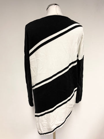 MARBLE BLACK & WHITE COTTON KNIT ASYMMETRIC JUMPER SIZE M