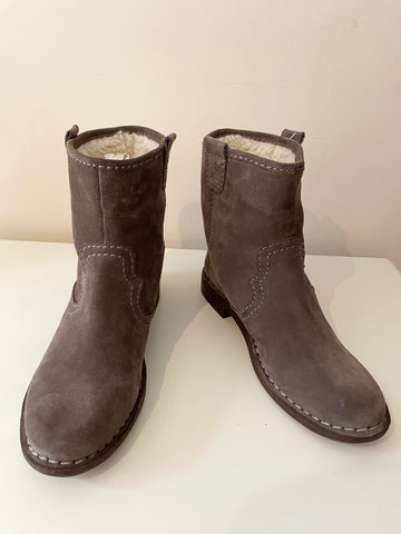 CLARKS BROWN LAMBSKIN SUEDE WOOL LINED ANKLE BOOTS SIZE 5/38