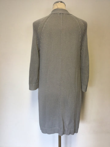 JIGSAW LIGHT CREY LONG COTTON CARDIGAN WITH POCKETS SIZE S