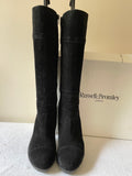 RUSSELL & BROMLEY QUICK FIRE BLACK SUEDE KNEE LENGTH HEELED BOOTS SIZE 6/39