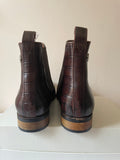 BRAND NEW UNBRANDED DARK BROWN CROC DESIGN LEATHER CHELSEA BOOTS SIZE 7/40