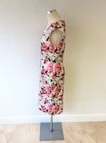 LK BENNETT DENA PINK FLORAL PRINT PENCIL DRESS SIZE 12
