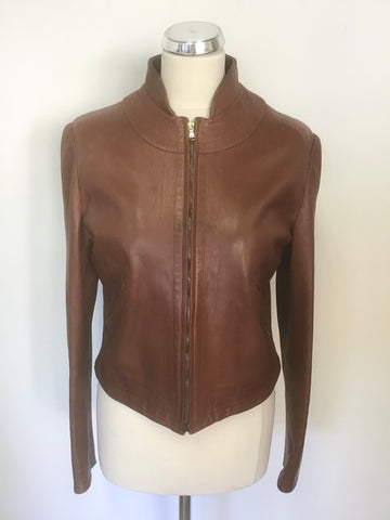 MULBERRY BROWN SOFT LEATHER ZIP UP JACKET SIZE 12